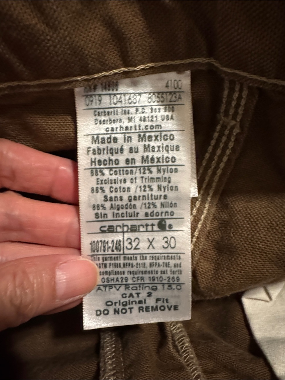 Carhartt FR Washed Duck Work Dungaree Pant Brown Fire Resistant Streetwear-32x30 - Picture 9 of 11